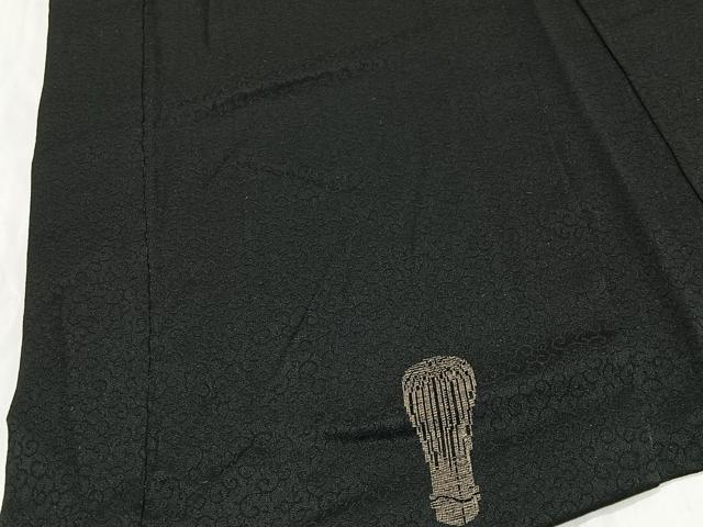 平和屋着物＃羽織　寿光織　茶道具　黒地　金糸　正絹　逸品　CABG3729ua