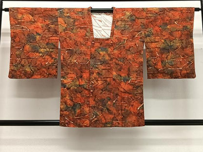 平和屋着物＃道行コート　ふくれ織　幾何学文　暈し染め　正絹　逸品　未使用　CABG3730ua