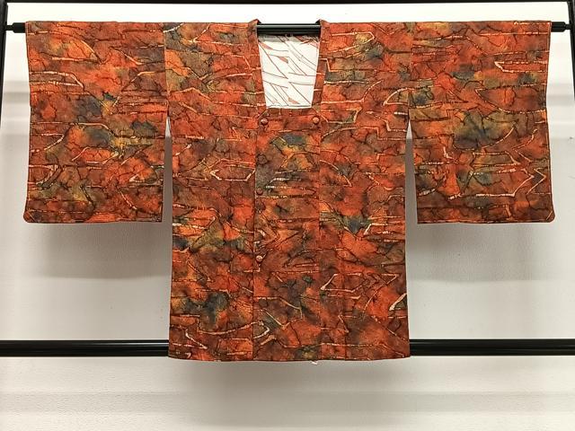 平和屋着物＃道行コート　ふくれ織　幾何学文　暈し染め　正絹　逸品　未使用　CABG3730ua