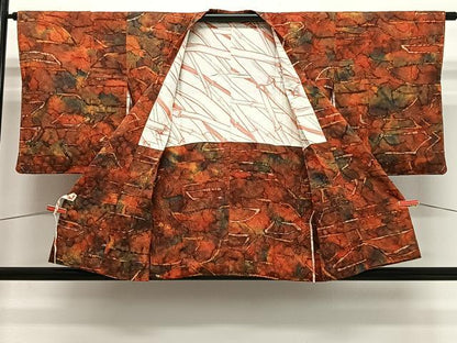 平和屋着物＃道行コート　ふくれ織　幾何学文　暈し染め　正絹　逸品　未使用　CABG3730ua