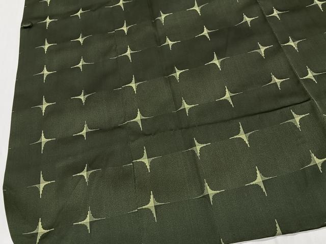 平和屋着物＃道行コート　雨コート　単衣　十字絣　ロング丈　正絹　逸品　CABG3734ua