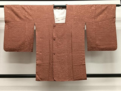 平和屋着物＃道行コート　草花地紋　肉桂色　正絹　逸品　CABG3735ua