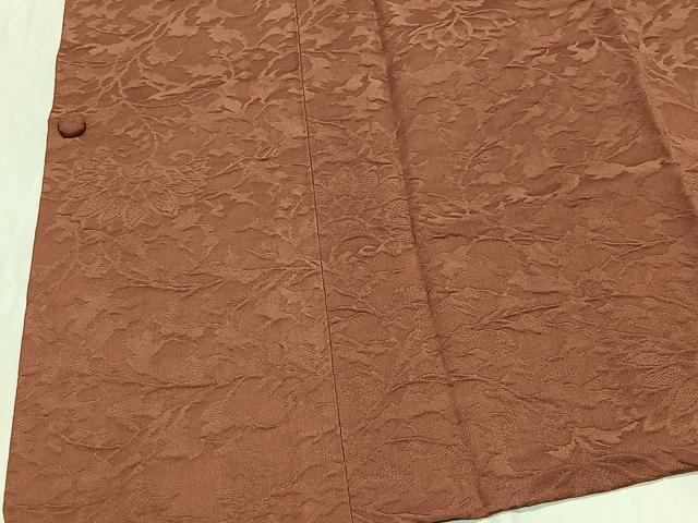 平和屋着物＃道行コート　草花地紋　肉桂色　正絹　逸品　CABG3735ua