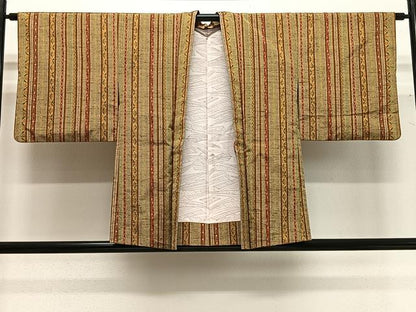 平和屋着物＃羽織　紬地　間道　正絹　逸品　CABG3740ua