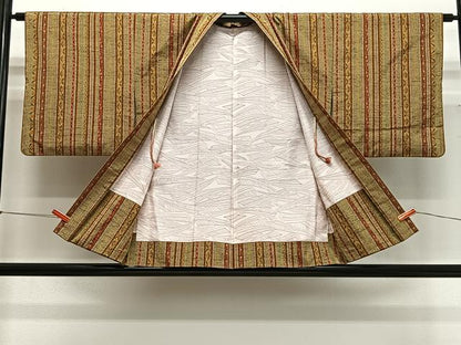 平和屋着物＃羽織　紬地　間道　正絹　逸品　CABG3740ua