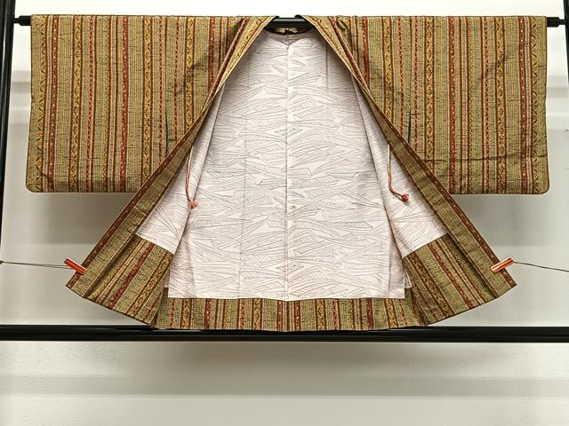平和屋着物＃羽織　紬地　間道　正絹　逸品　CABG3740ua