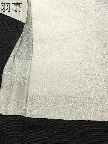 平和屋着物＃羽織　総刺繍　流水花文　黒地　正絹　逸品　CABG3742ua