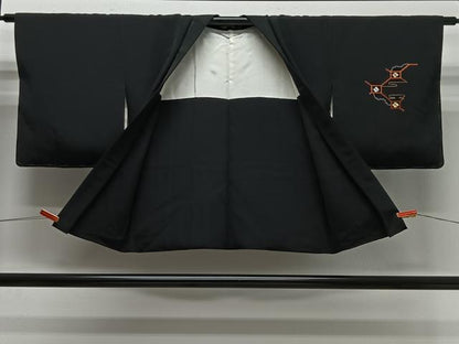 平和屋着物＃中国三大刺繍　相良刺繍　総刺繍　羽織　蜀江花文　黒地　正絹　逸品　未使用　CABG3743ua