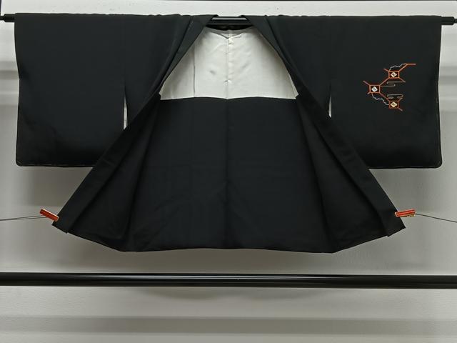 平和屋着物＃中国三大刺繍　相良刺繍　総刺繍　羽織　蜀江花文　黒地　正絹　逸品　未使用　CABG3743ua