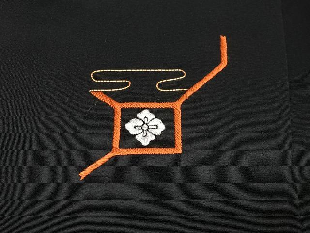 平和屋着物＃中国三大刺繍　相良刺繍　総刺繍　羽織　蜀江花文　黒地　正絹　逸品　未使用　CABG3743ua