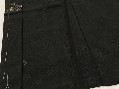 平和屋着物＃羽織　寿光織　舞花文　黒地　銀糸　正絹　逸品　未使用　CABG3754ua