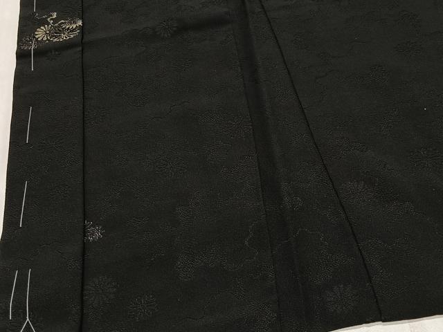 平和屋着物＃羽織　寿光織　舞花文　黒地　銀糸　正絹　逸品　未使用　CABG3754ua