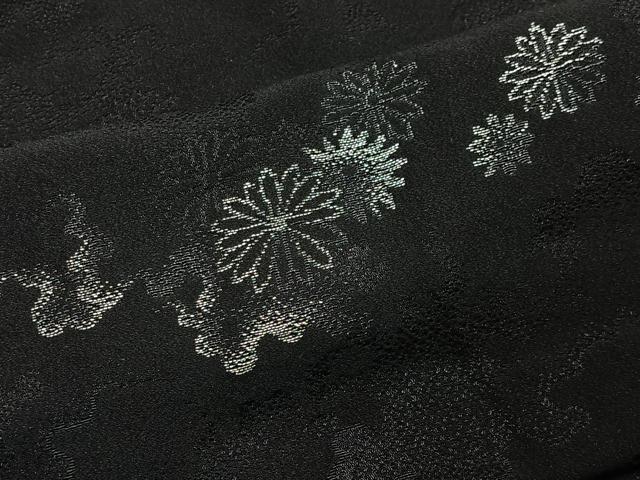 平和屋着物＃羽織　寿光織　舞花文　黒地　銀糸　正絹　逸品　未使用　CABG3754ua