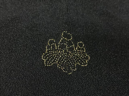 平和屋着物＃羽織　寿光織　枝花文　黒地　金糸　正絹　逸品　CABG3756ua