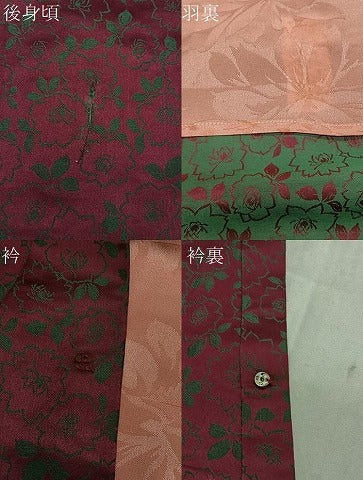 平和屋着物＃道行コート　雨コート　単衣　バラ　ロング丈　三越扱い　正絹　逸品　CABG3757ua