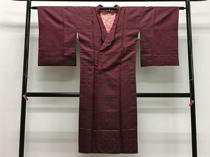 平和屋着物＃道行コート　雨コート　単衣　バラ　ロング丈　三越扱い　正絹　逸品　CABG3757ua