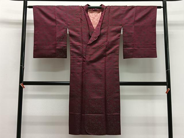 平和屋着物＃道行コート　雨コート　単衣　バラ　ロング丈　三越扱い　正絹　逸品　CABG3757ua