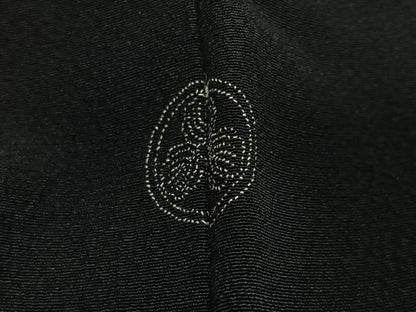 平和屋着物＃羽織　寿光織　枝菊文　黒地　銀糸　正絹　逸品　CABG3758ua