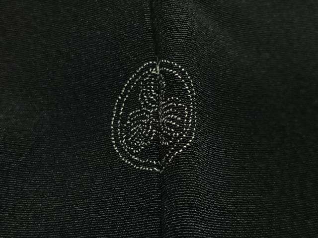 平和屋着物＃羽織　寿光織　枝菊文　黒地　銀糸　正絹　逸品　CABG3758ua