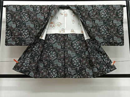 平和屋着物＃羽織　亀甲花文　黒地　金彩　正絹　逸品　CABG3759ua