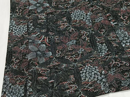 平和屋着物＃羽織　亀甲花文　黒地　金彩　正絹　逸品　CABG3759ua