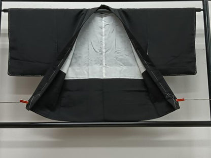 平和屋着物＃羽織　扇面吉祥文　黒地　金彩　正絹　逸品　未使用　CABG3761ua