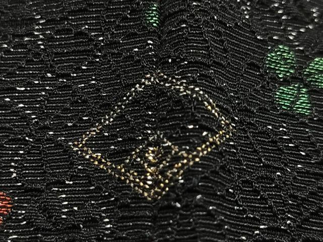 平和屋着物＃羽織　寿光織　草花文　黒地　金銀糸　正絹　逸品　CABG3762ua