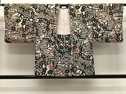 平和屋着物＃羽織　型染め　松竹梅　金彩　正絹　逸品　CABG3768ua