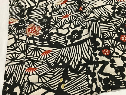 平和屋着物＃羽織　型染め　松竹梅　金彩　正絹　逸品　CABG3768ua