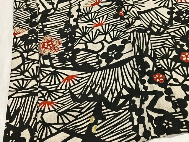 平和屋着物＃羽織　型染め　松竹梅　金彩　正絹　逸品　CABG3768ua
