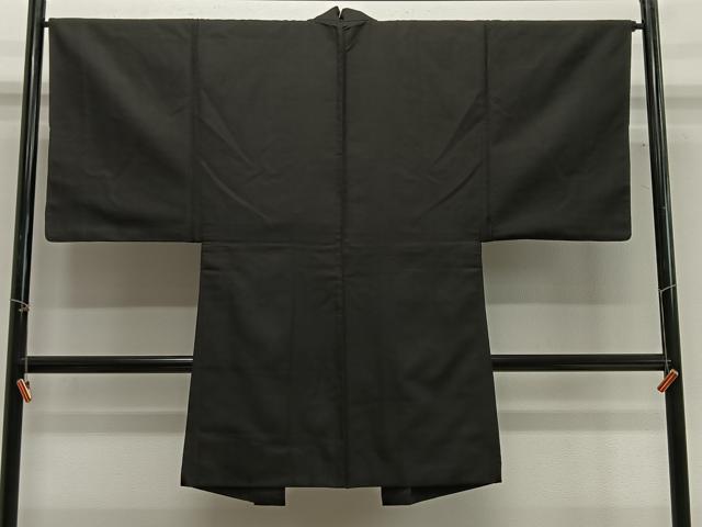 平和屋着物＃男性　長羽織　紬地　蝋色　正絹　逸品　CABG3770ua