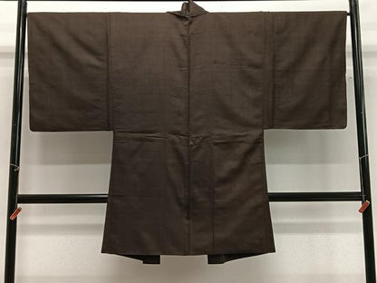 平和屋着物＃男性　長羽織　紬地　縞　正絹　逸品　CABG3771ua