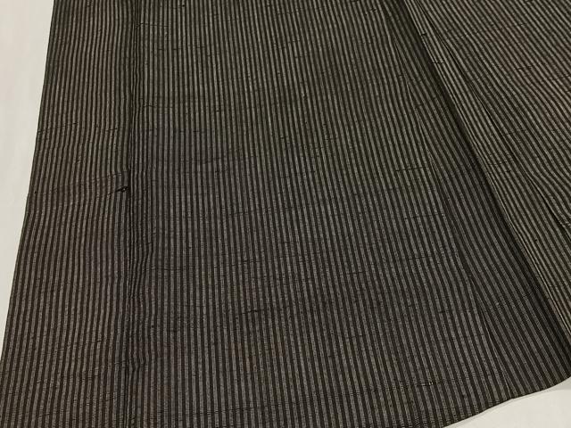 平和屋着物＃男性　長羽織　単衣　紬地　縞　正絹　逸品　CABG3773ua