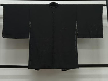 平和屋着物＃羽織　寿光織　草花文　黒地　正絹　逸品　未使用　CABG3775ua