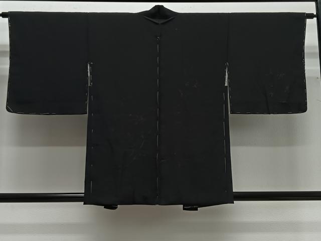 平和屋着物＃羽織　寿光織　草花文　黒地　正絹　逸品　未使用　CABG3775ua