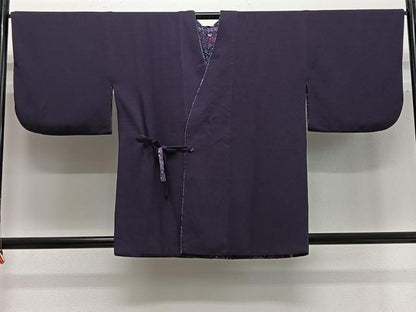 平和屋着物＃道中着　リバーシブル　草花文　桑の実色　洗える着物　CABG3777ua