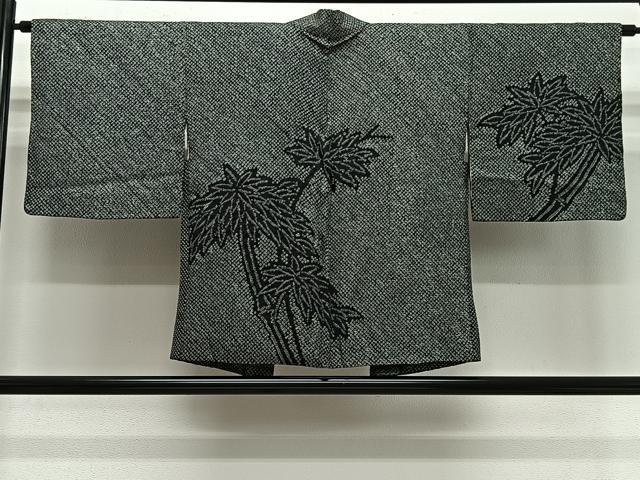 平和屋着物＃羽織　総絞り　笹竹文　黒地　正絹　逸品　CABG3778ua