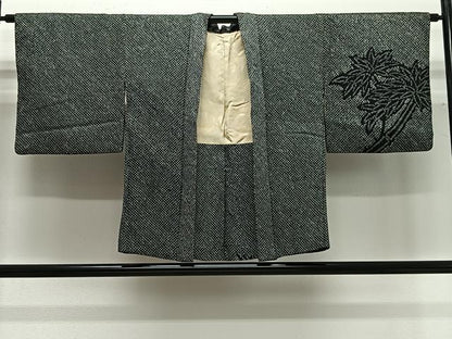 平和屋着物＃羽織　総絞り　笹竹文　黒地　正絹　逸品　CABG3778ua