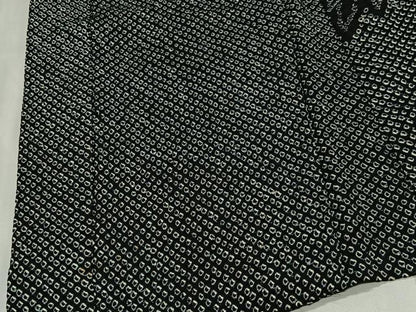 平和屋着物＃羽織　総絞り　笹竹文　黒地　正絹　逸品　CABG3778ua