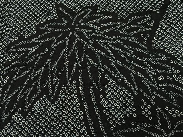 平和屋着物＃羽織　総絞り　笹竹文　黒地　正絹　逸品　CABG3778ua