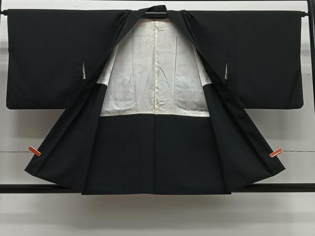 平和屋着物＃羽織　総刺繍　草花文　黒地　金糸　正絹　逸品　CABG3780ua
