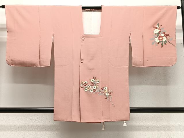 平和屋着物∞道行コート　友禅　作家物　草花文　正絹　逸品　未使用　CABG3781ua
