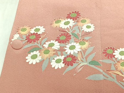 平和屋着物∞道行コート　友禅　作家物　草花文　正絹　逸品　未使用　CABG3781ua