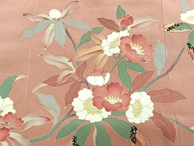 平和屋着物∞道行コート　友禅　作家物　草花文　正絹　逸品　未使用　CABG3781ua
