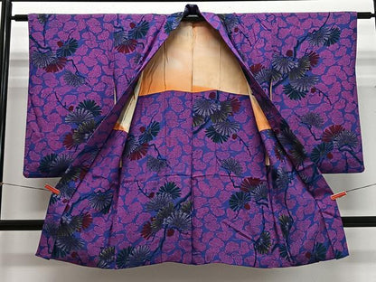平和屋着物∞アンティーク　長羽織　枝松文　正絹　逸品　CABG3783ua