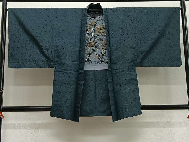 平和屋着物∞男性　羽織　髭紬地　天鵞絨色　正絹　逸品　CABG3784ua