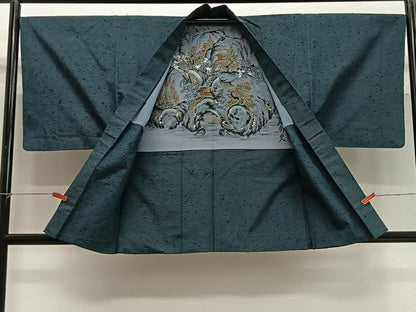 平和屋着物∞男性　羽織　髭紬地　天鵞絨色　正絹　逸品　CABG3784ua
