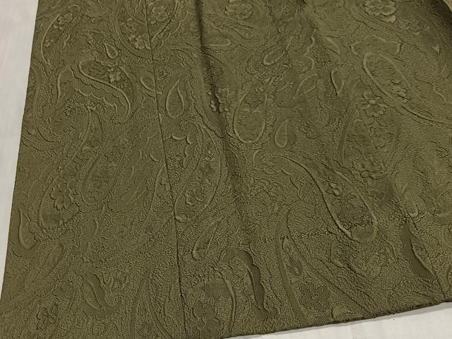 平和屋着物∞道行コート　ペイズリー地紋　草色　ロング丈　正絹　逸品　CABG3786ua
