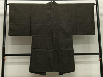 平和屋着物∞男性　長羽織　髭紬　藍媚茶色　正絹　逸品　CABG3789ua