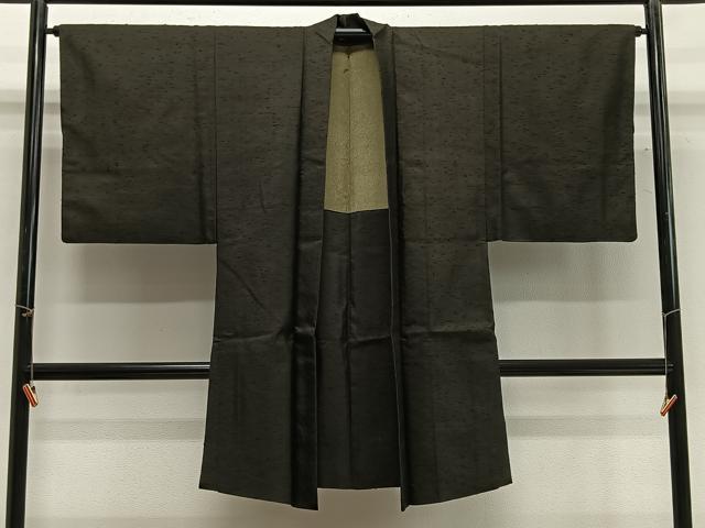 平和屋着物∞男性　長羽織　髭紬　藍媚茶色　正絹　逸品　CABG3789ua